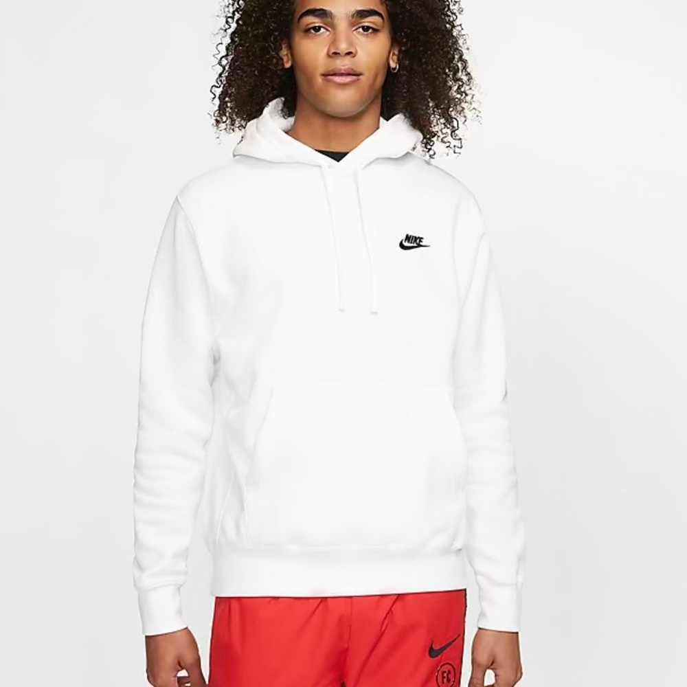 NIKE SPORTSWEAR CLUB FLEECE WHITE PULLOVER HOODIE